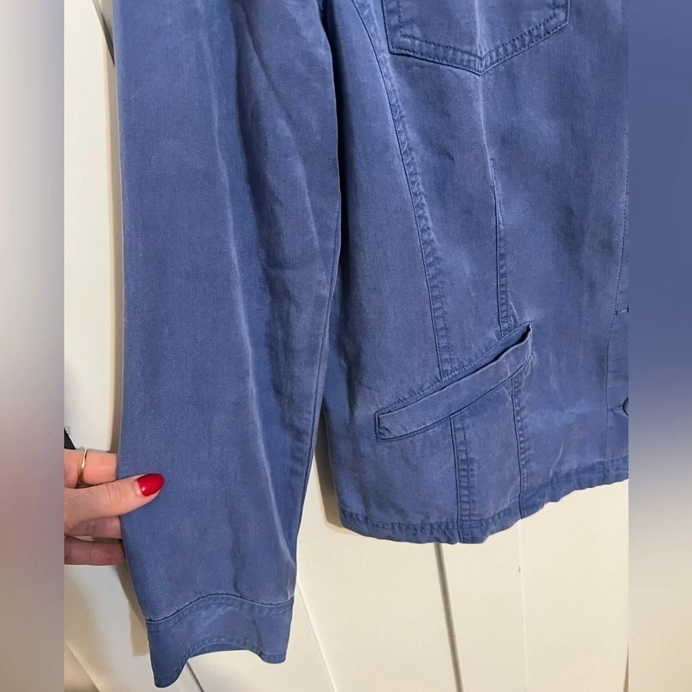 JM Collection Button up lightweight Jacket blue Size 12 TENCEL